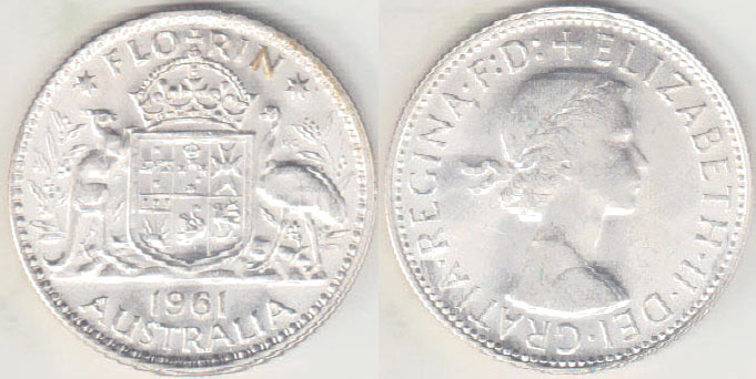 1961 Australia silver Florin (Unc) A002016
